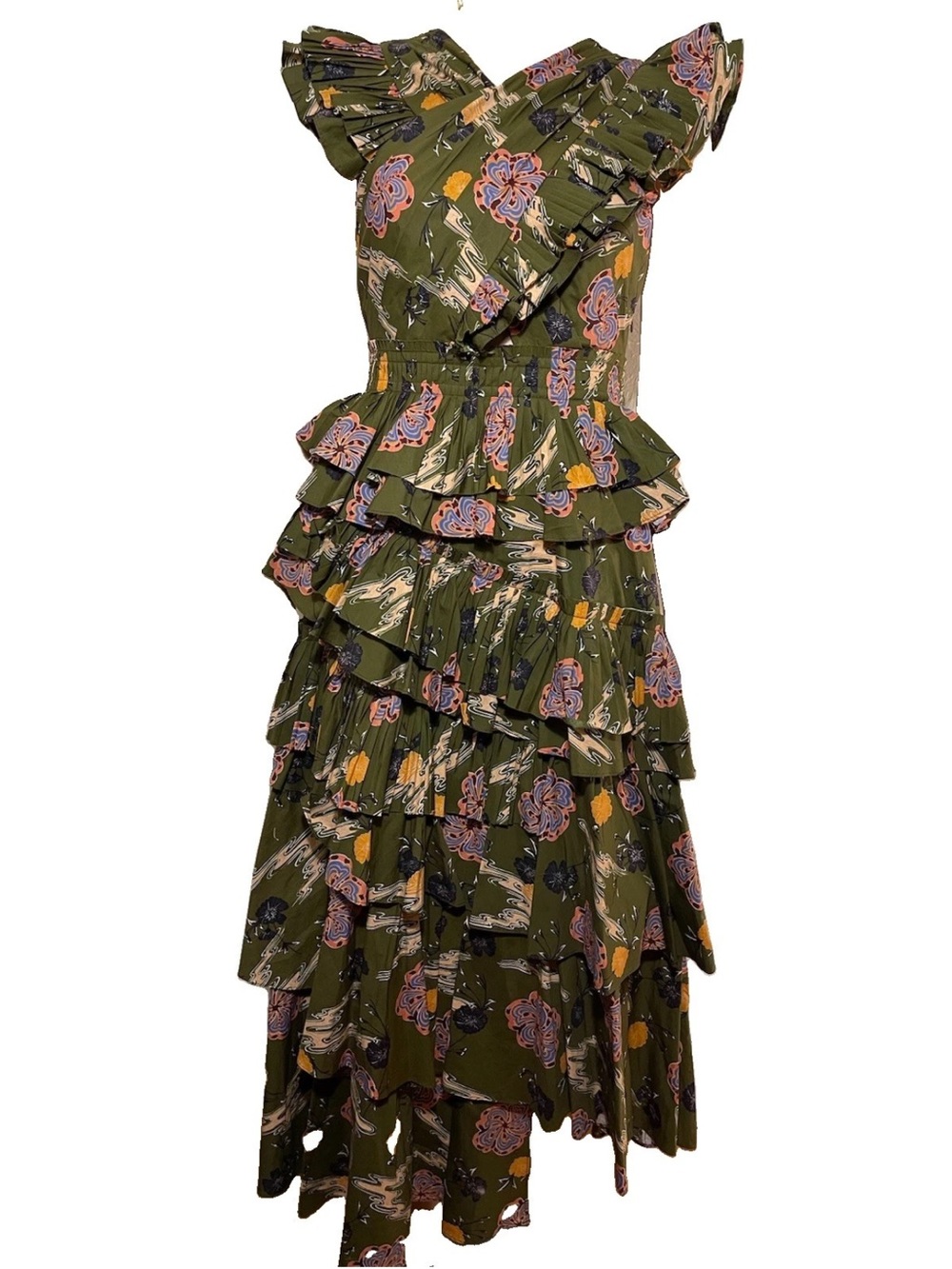 Ulla Johnson Aurore tiered flora print cotton-poplin dress